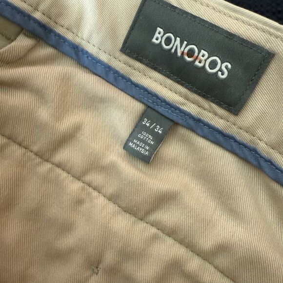 Bonobos Wednesday Straight Chino Pants Size 34x34 Tan Khaki - Picture 12 of 13